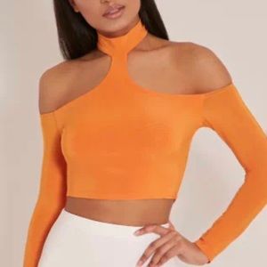 Orange long sleeve crop top